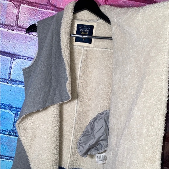 Cavalini Original Women's Sweatshirt Small Gray Loose Sleeveless Open Vest - Picture 4 of 6